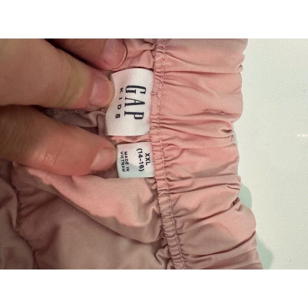 Gap Kids Pink Cotton Cargo Jogger Pants Girls XXL 14-16 Elastic Waist Snap Cuffs
